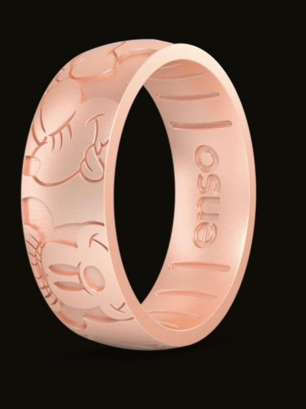Enso Women's Pink Silicone Ring with Engraved Character Design